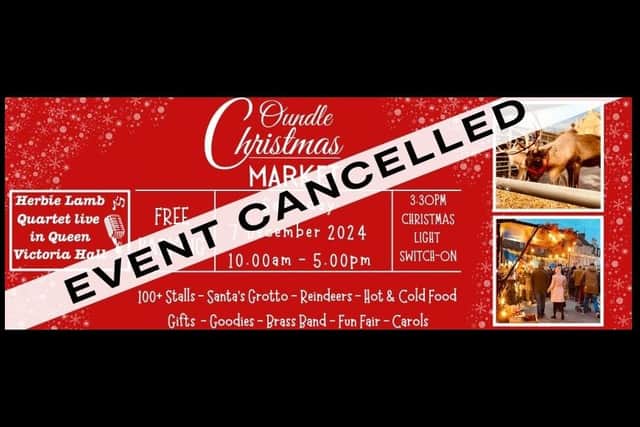 Oundle Christmas Market has fallen foul of the weather/ Oundle Town Council