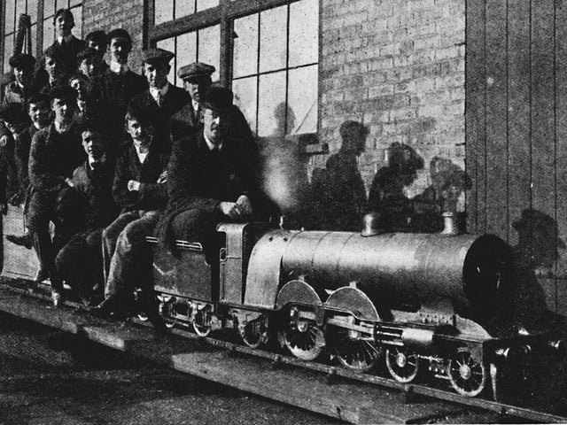 Testing A Miniature Atlantic Engine at Northampton', 1926. From My Railway Book, No. 40, by Cecil J. Allen. [John F. Shaw & Co., Ltd., London, 1926] Artist Unknown. (Photo by The Print Collector/Getty Images)