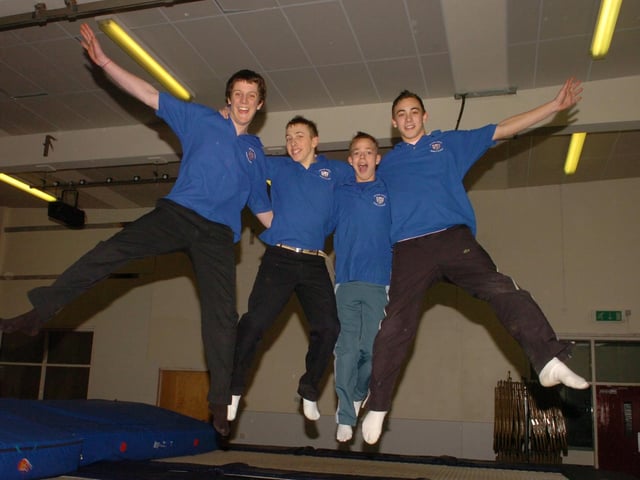 Trampoline competition winners Rob Lewis, Joel Beardmore, James Wood and Liam Bulmer. February 2007