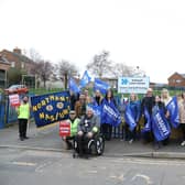NASUWT members outside the gates of Rothwell Junior School on the first of their proposed strike days/National World