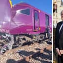The aftermath of the Bedford train crash and senior solicitor Des Collins (right)