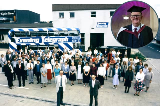 Paul Deal (inset) and with the team of the Evening Telegraph in 1987/National World