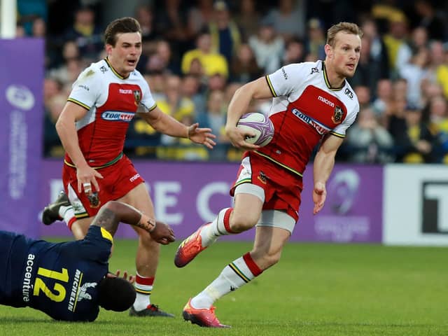 George Furbank and Rory Hutchinson in action against Clermont Auvergne in March 2019 (photo by David Rogers/Getty Images)