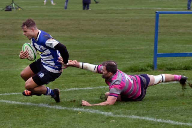 Kean McCabe scored Kettering's first try against Olney