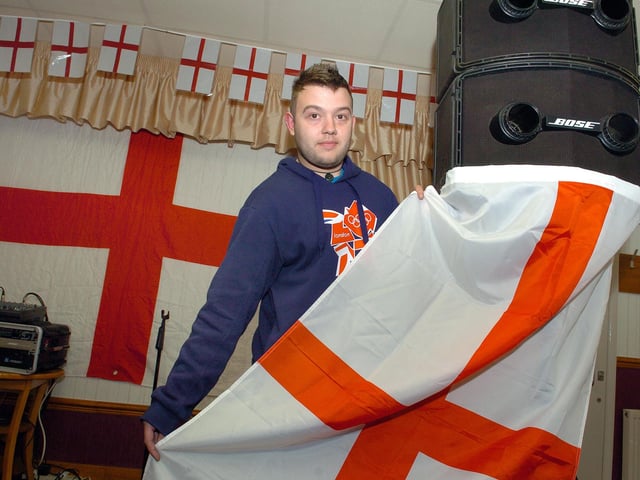 Midland Band Club Kettering: St George's Day Damion Savage (under steward) with the decorations   2012