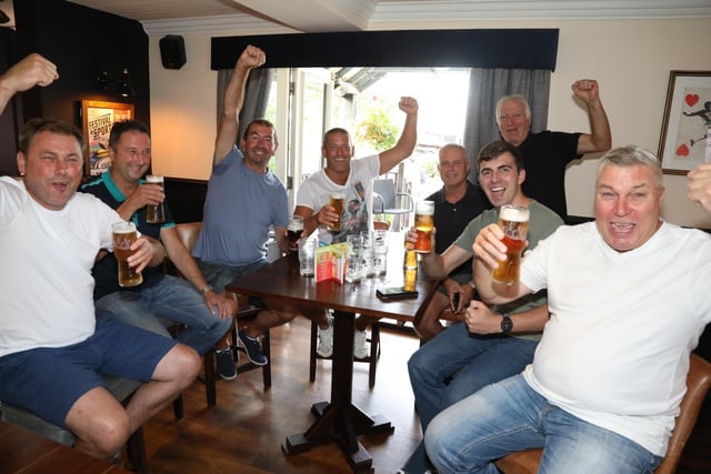 Punters at The Warren show their support for England