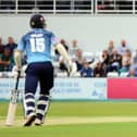 Yorkshire's Harry Brook hammers one of his six sixes in his match-changing innings (Picture: Peter Short)