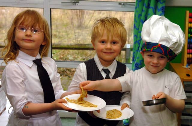 Kettering Leap Frog Nursery pancake activities Joe Pringle, Sophie Halsall, and Henri McNair 2009