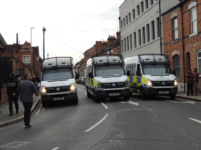 Hundreds have gathered in Kettering Road this evening from 7pm with a peaceful counter-protest