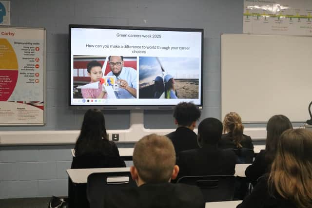 Tutor groups discussing ideas to make Corby Technical School greener.