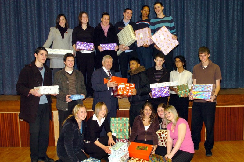 Wrenn School, 6th form shoeboxes for charity, December 2006