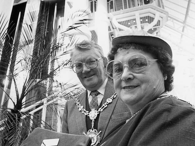 The official opening of the Newlands Shopping Centre, January 24, 1990. Kettering borough mayor Tony Evans and consort Maureen