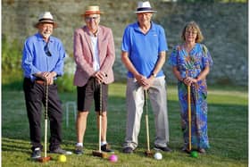 Four teams of four players took part in a croquet competition on Chichele College lawn
From the left: Terry Webbley (Tourism team), Ron Johnson (Chichele Management), John Akers (Tourism team) and Sue Lander (Chichele Management).