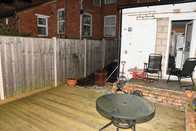 The rear garden of 71 Moore Street, where Fiona Beal and Nicholas Billingham lived together.