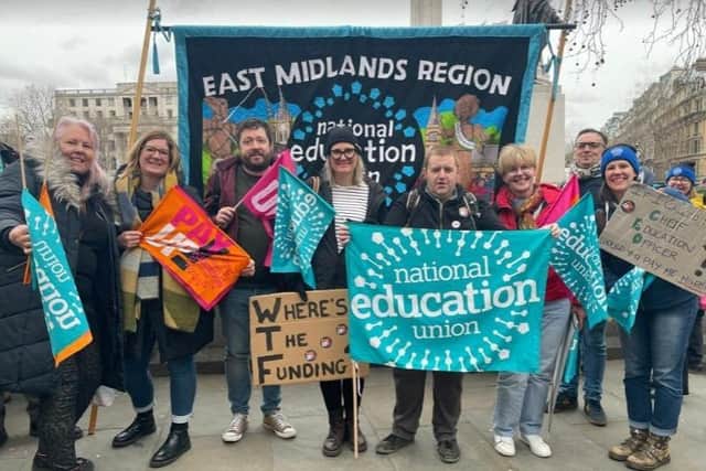 Members of North Northamptonshire's NEU branch travelled to London to protest about the Government's latest pay offer ahead of potential strikes later this month