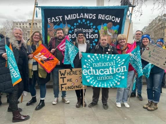 Members of North Northamptonshire's NEU branch travelled to London to protest about the Government's latest pay offer ahead of potential strikes later this month