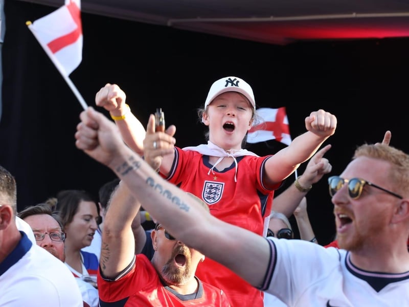 Fans at the Kettering Town FC World Cup Fan Zone watch England vs Argentina in the semi-final