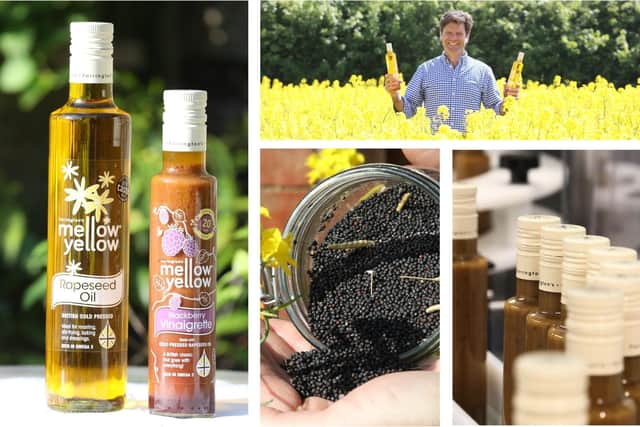 Mellow Yellow and the new 20th anniversary Blackberry Vinaigrette - Duncan Farrington - rape seed - bottling /National World