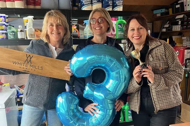 Marina manager Georgina Wickham (centre) with Debbie Skinner (left) and team member Petra Burdett (right)