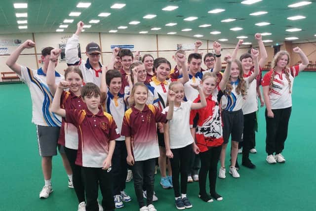 Junior bowlers finish a long day of competition and are still full of energy