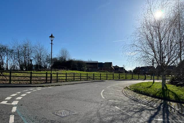 The site which borders The Green, School Road and Hawthorn Avenue in Mawsley