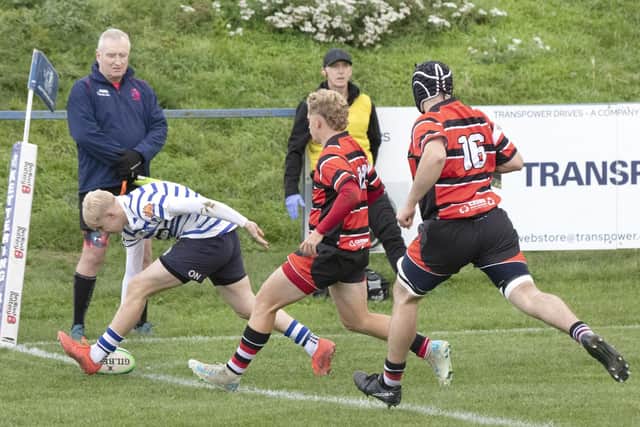 Kettering score one of their 13 tries against Nuneaton (Picture: Glyn Dobbs)
