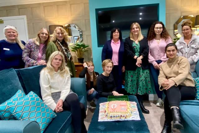 Staff and visitors joined by Dr Nikki Ramskill at the Menopause Awareness Event at Brampton View Care Home in Northampton