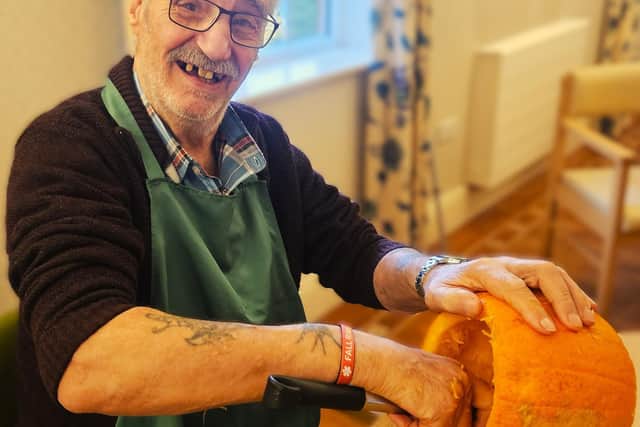 Spooky sensation as residents from Elm Bank Care Home in Kettering proudly showcase their pumpkin carving skills