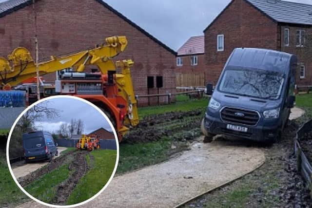 The Amazon van stuck in the mud off Matlock Way, Desborough/ Matthew Law