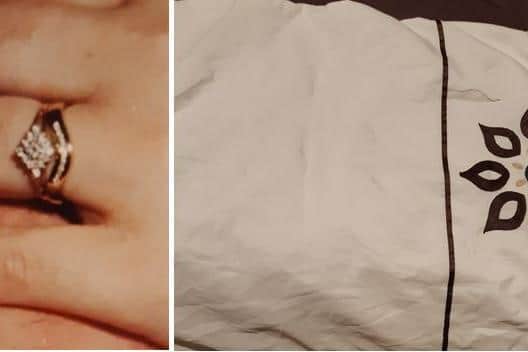 These rings and pillow case were stolen from a home in Duston. Photo: Northamptonshire Police.