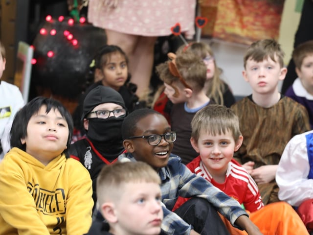 Children and staff at Kingswood Primary Academy on World Book Day