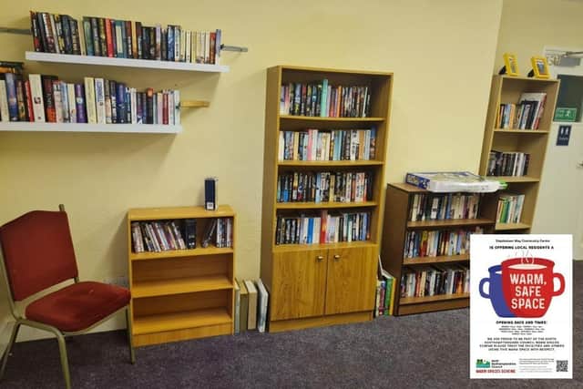 The 'Recyclary' library at Stephenson Way Community Centre's Warm Space (Picture credit - Mark Harrison/Contributed)