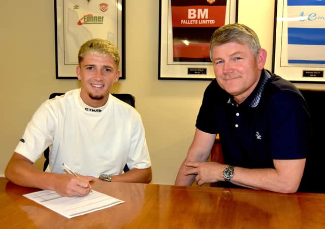 Keaton Ward became manager Lee Glover's latest signing at Kettering Town earlier this week. Picture courtesy of Poppies Media