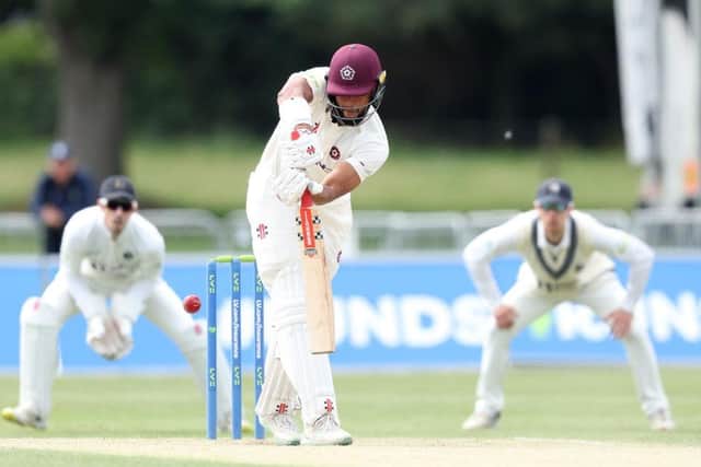 Northants batter Emilio Gay ended the day unbeaten on 85 after having to retire early in the dauy with a knee injury (Picture: Warren Little/Getty Images)
