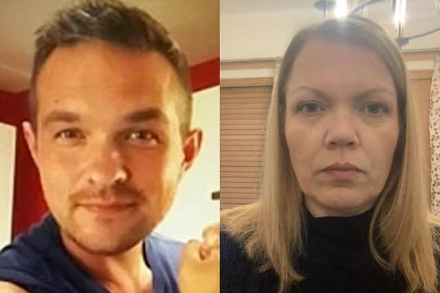 Nicholas Billingham, aged 42 (left) and former Eastfield Academy teacher, Fiona Beal, 49 (right), who is accused of his murder.