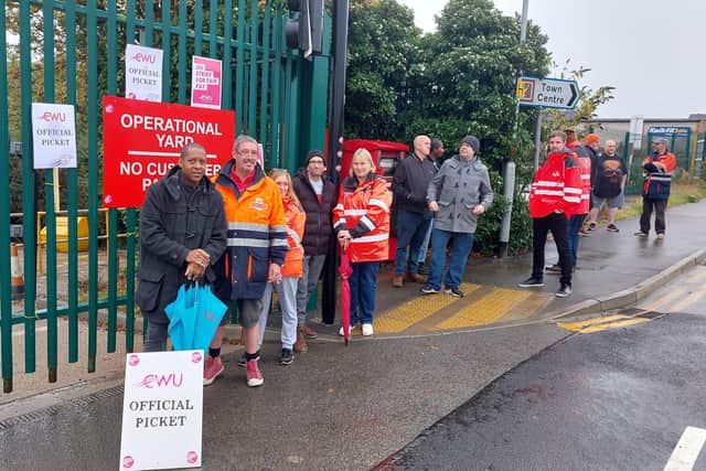 Wellingborough postal workers outside the Royal Mail Midland Road delivery office
