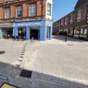 The old paving and the new - in Kettering High Street