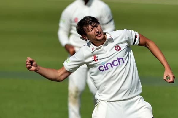 Northants bowler Jack White after taking his fifth wicket, that of Kasey Aldridge during the LV= Insurance County Championship Division One match against Somerset at the County Ground (Picture: David Rogers/Getty Images)