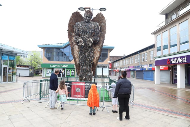 Families visit the Knife Angel