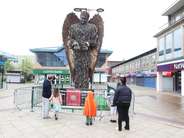 Families visit the Knife Angel