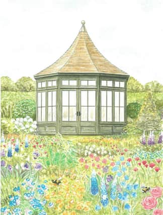 'The Grand' summerhouse for the RHS Chelsea Show illustrated by local artist Emily Duffin 