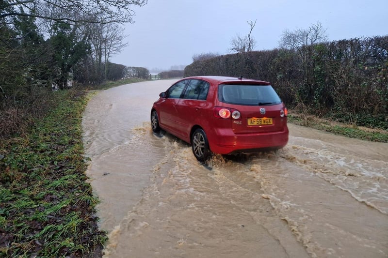 Flooding on the Rockingham to Gretton road along the Welland Valley