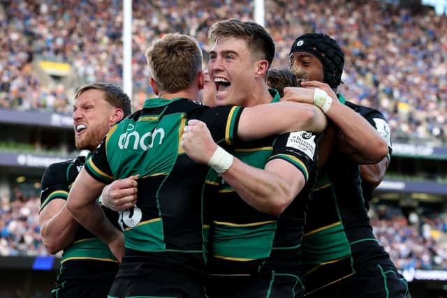 Tommy Freeman scored a hat-trick as Saints beat Leinster in Dublin (photo by David Rogers/Getty Images)