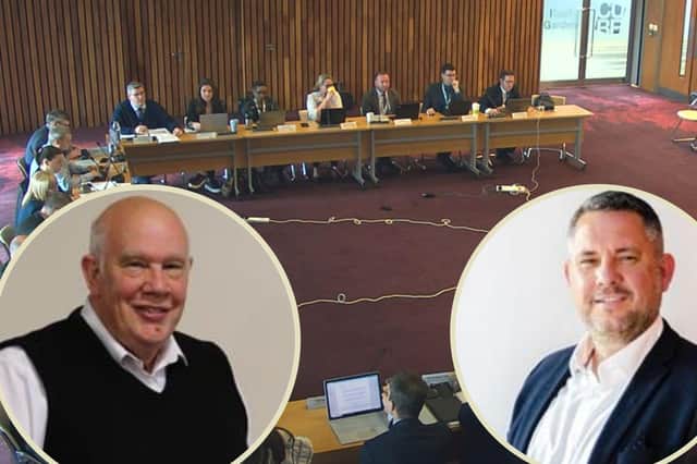 Left, Cllr Jim Hakewill and right, Cllr Jason Smithers had a council chamber disagreement earlier today