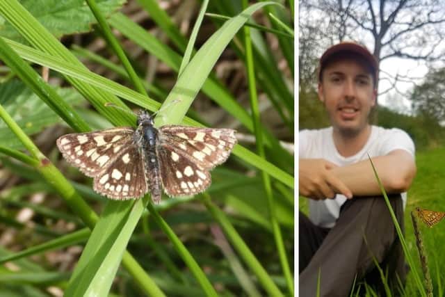 Jamie Wildman and a chequered skipper