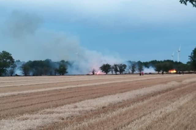 Emergency services are on the scene of a crop fire in Burton Latimer.