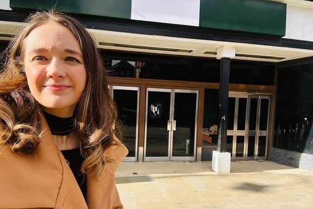 Cllr Emily Fedorowycz outside the former M&S store