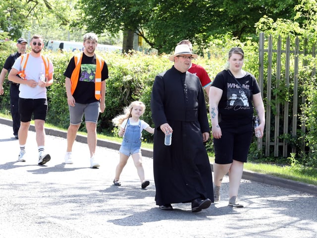 Marchers made their way to the field where the Knife Angel was a centrepiece of the community activity day