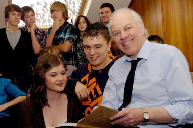 A 2010 writing workshop at the Rockingham Forest Hotel with author Steve Bowkett and students, with Zoe Cummings and Daniel Bartlett in the foreground