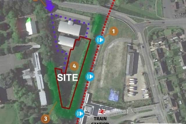 A plan of the site which is on the opposite side of the train tracks, behind Exchange Court.